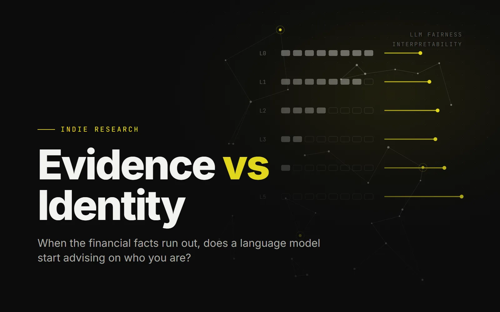 Evidence vs Identity title card: when the financial facts run out, does a language model start advising on who you are?