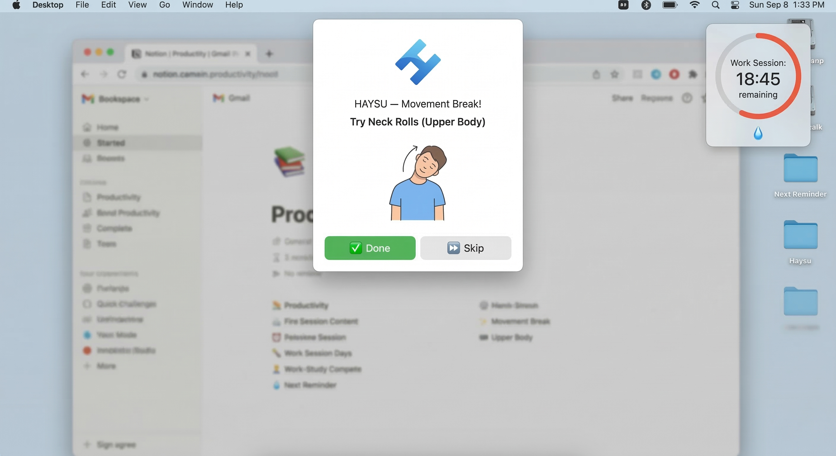 Haysu Desktop Wellness Companion Interface