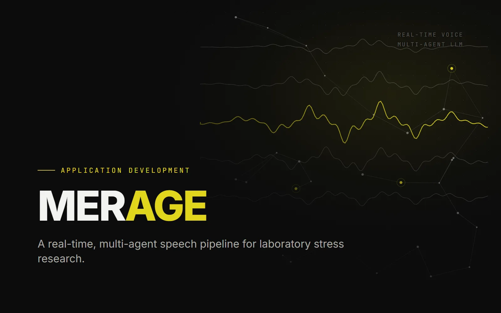 MERAGE title card: a real-time, multi-agent speech pipeline for laboratory stress research