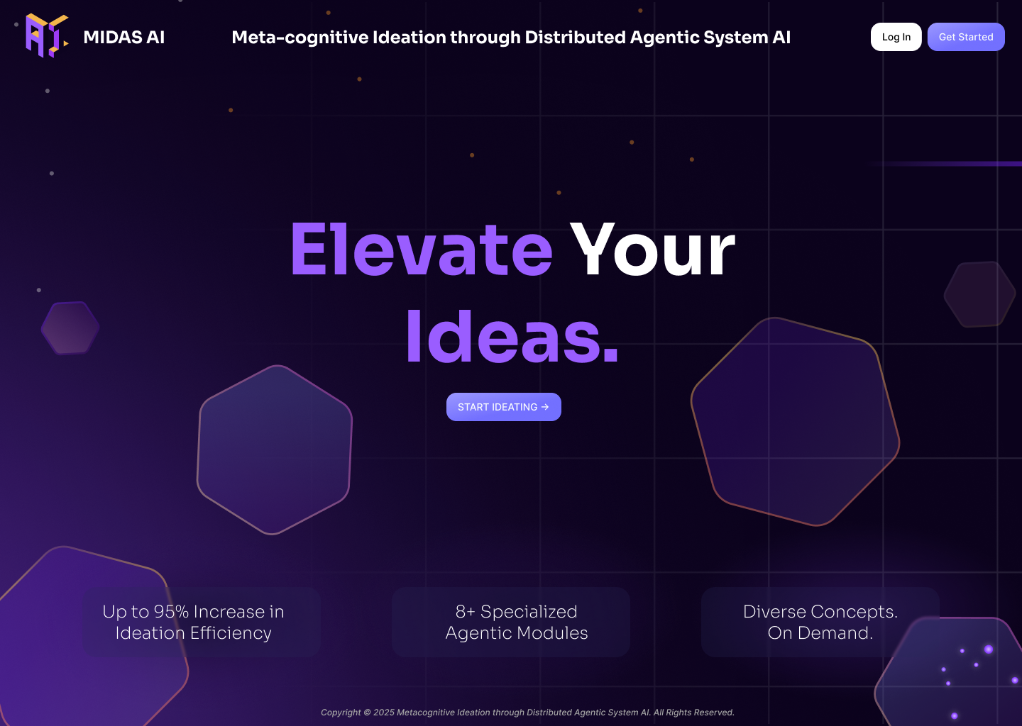 Landing Page of MIDAS Application